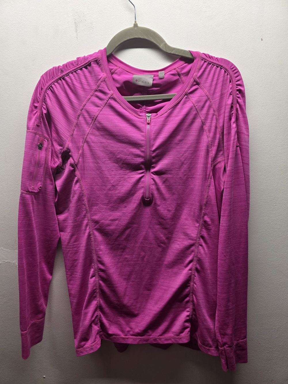 Athleta Women's Long-Sleeve Half-Zip Top in Bright Magenta